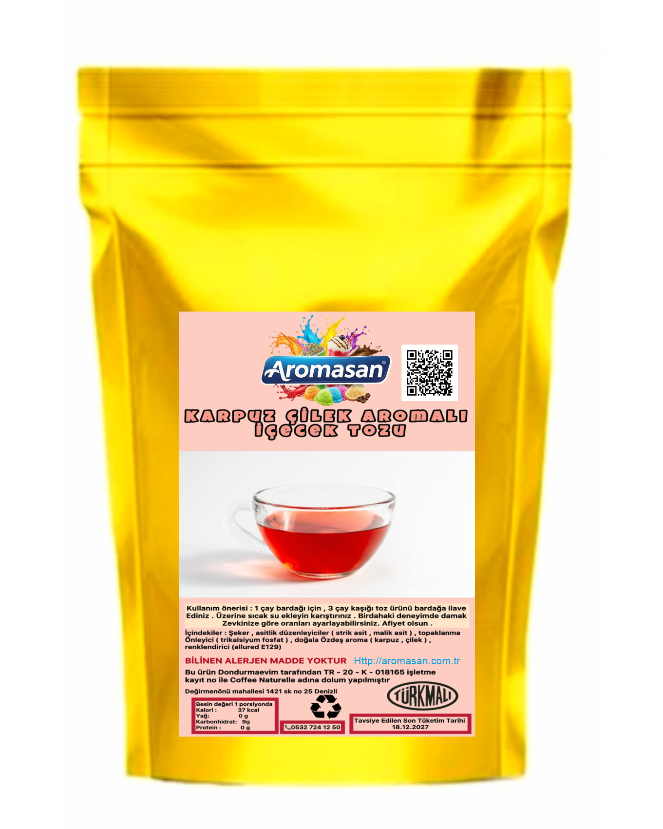 Aromasan Karpuz Çilek Aromalı İçecek Tozu (Oralet) 1 kg ürün görseli