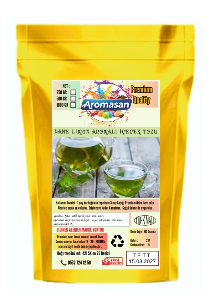 Aromasan Nane Limon Aromalı İçecek Tozu (Oralet) 1 kg ürün görseli