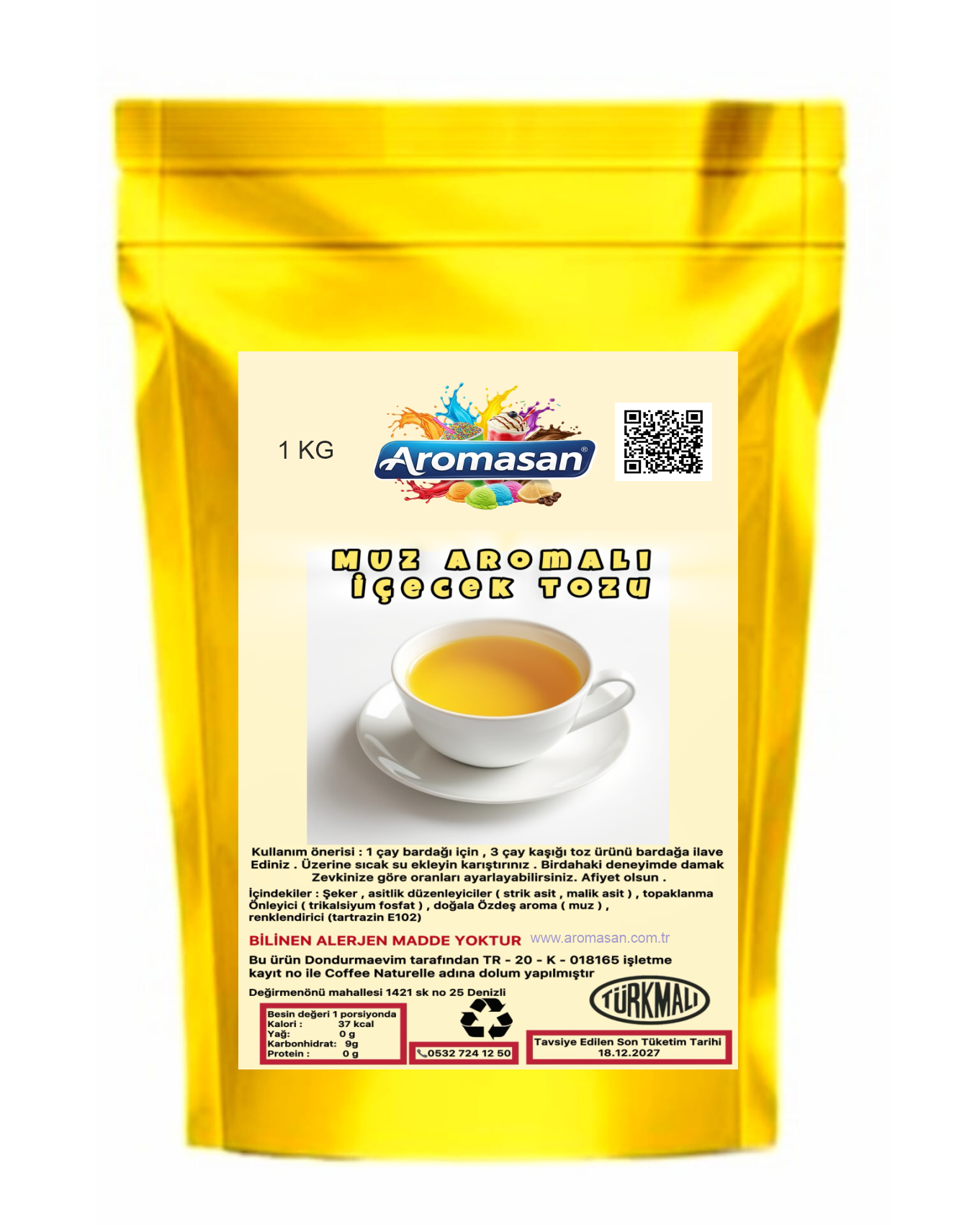 Muz Aromalı İçecek Tozu 1 kg ürün görseli