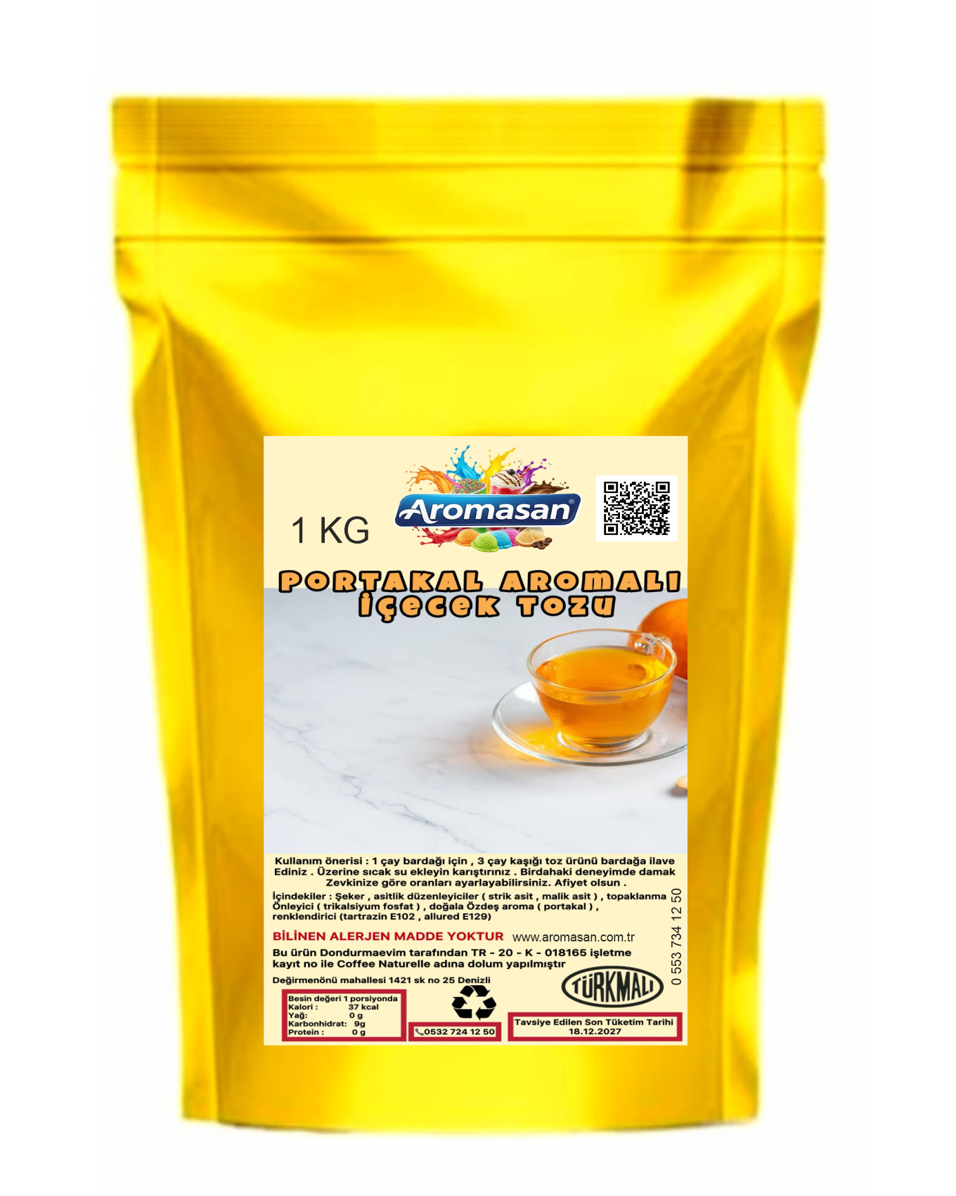 Portakal Aromalı İçecek Tozu 1 kg ürün görseli