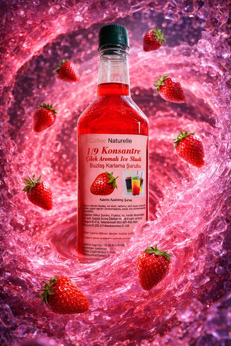 Çilek Aromalı Buzlaş Şurubu 1 Litre – 1’e 9 Konsantre ürün görseli