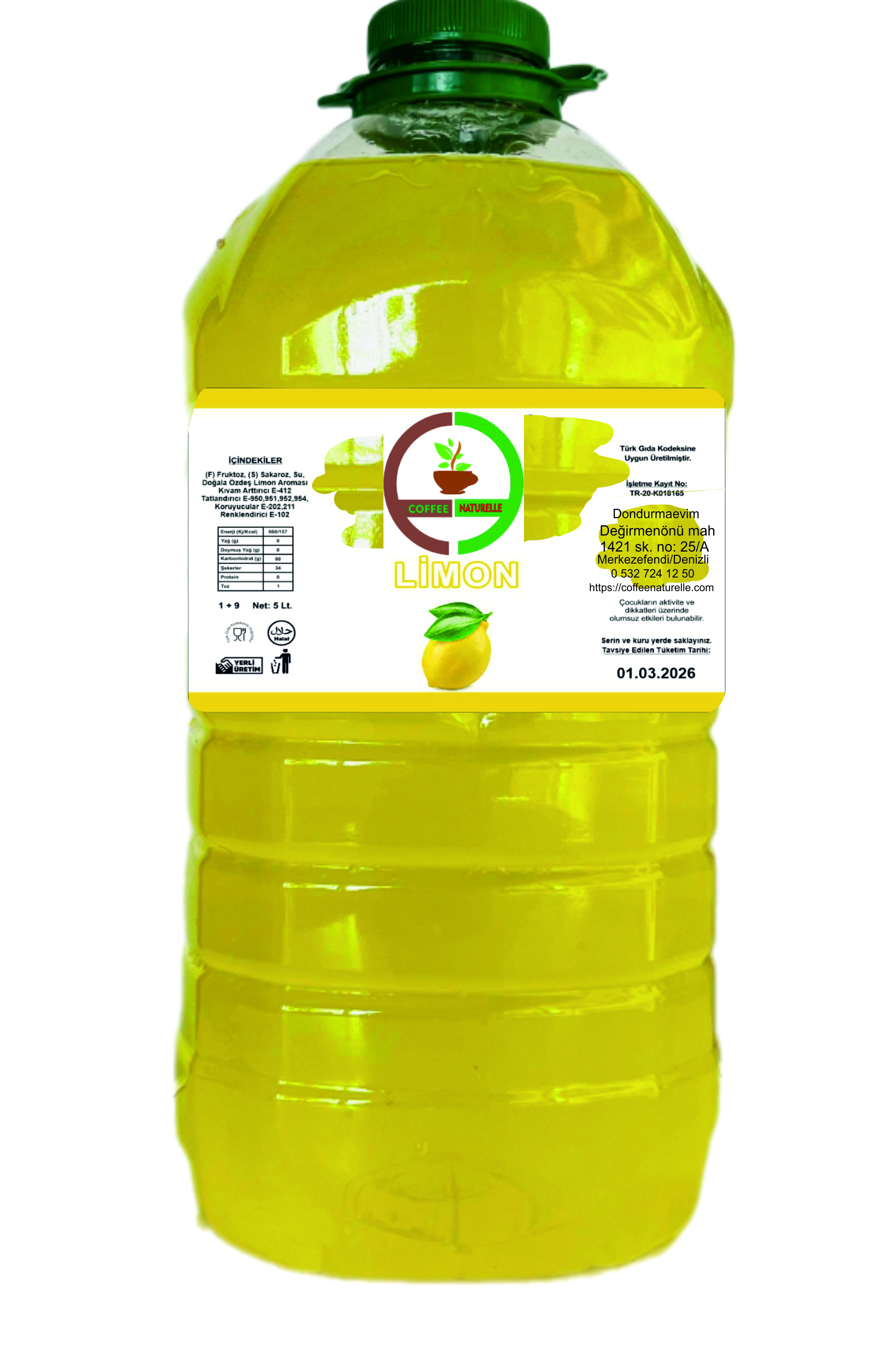 Limon aromalı 5 lt 1 e 9 konsatre Şurup ürün görseli