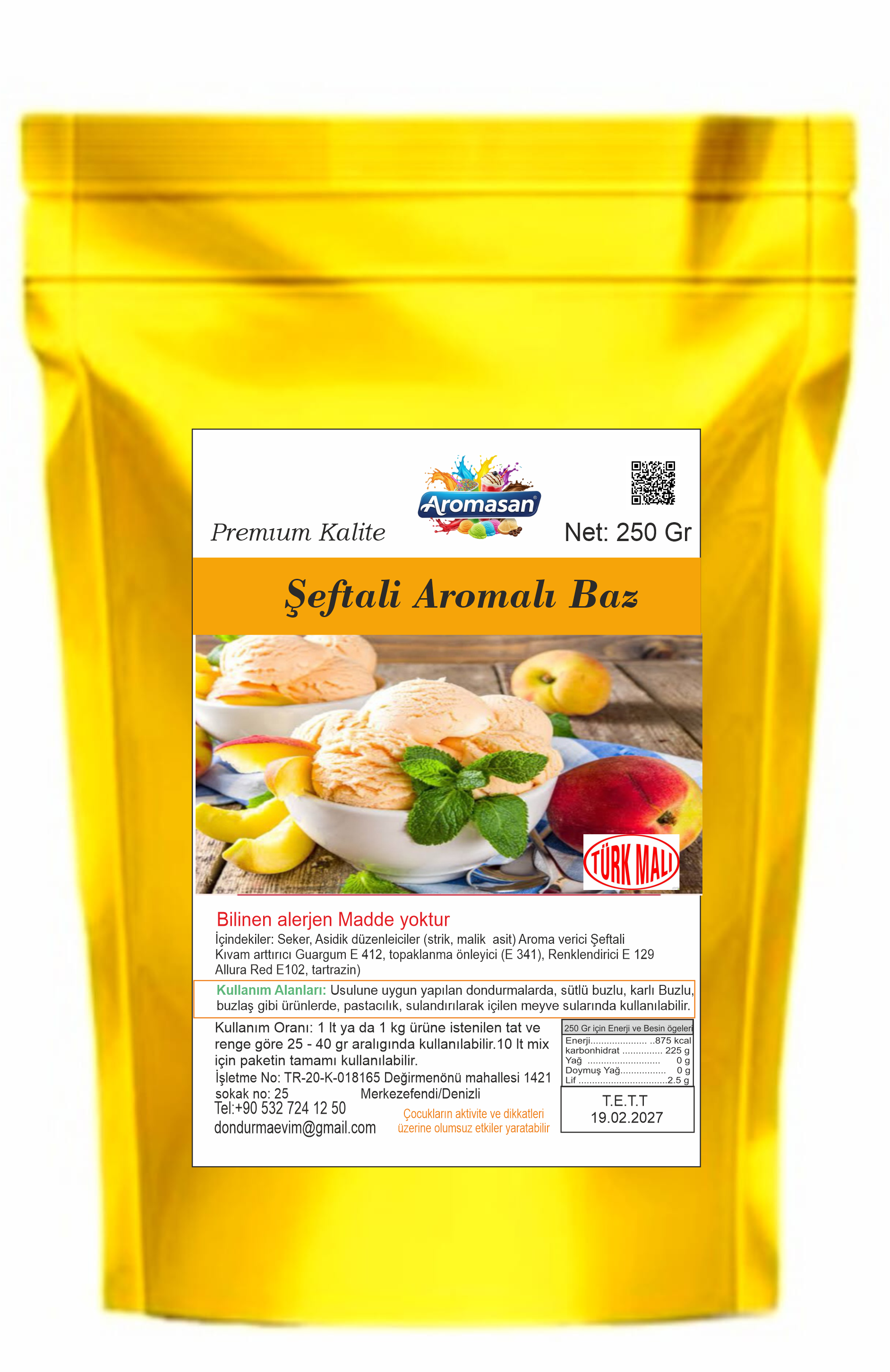 Şeftali Aromalı Dondurma Bazı 250 gr ürün görseli