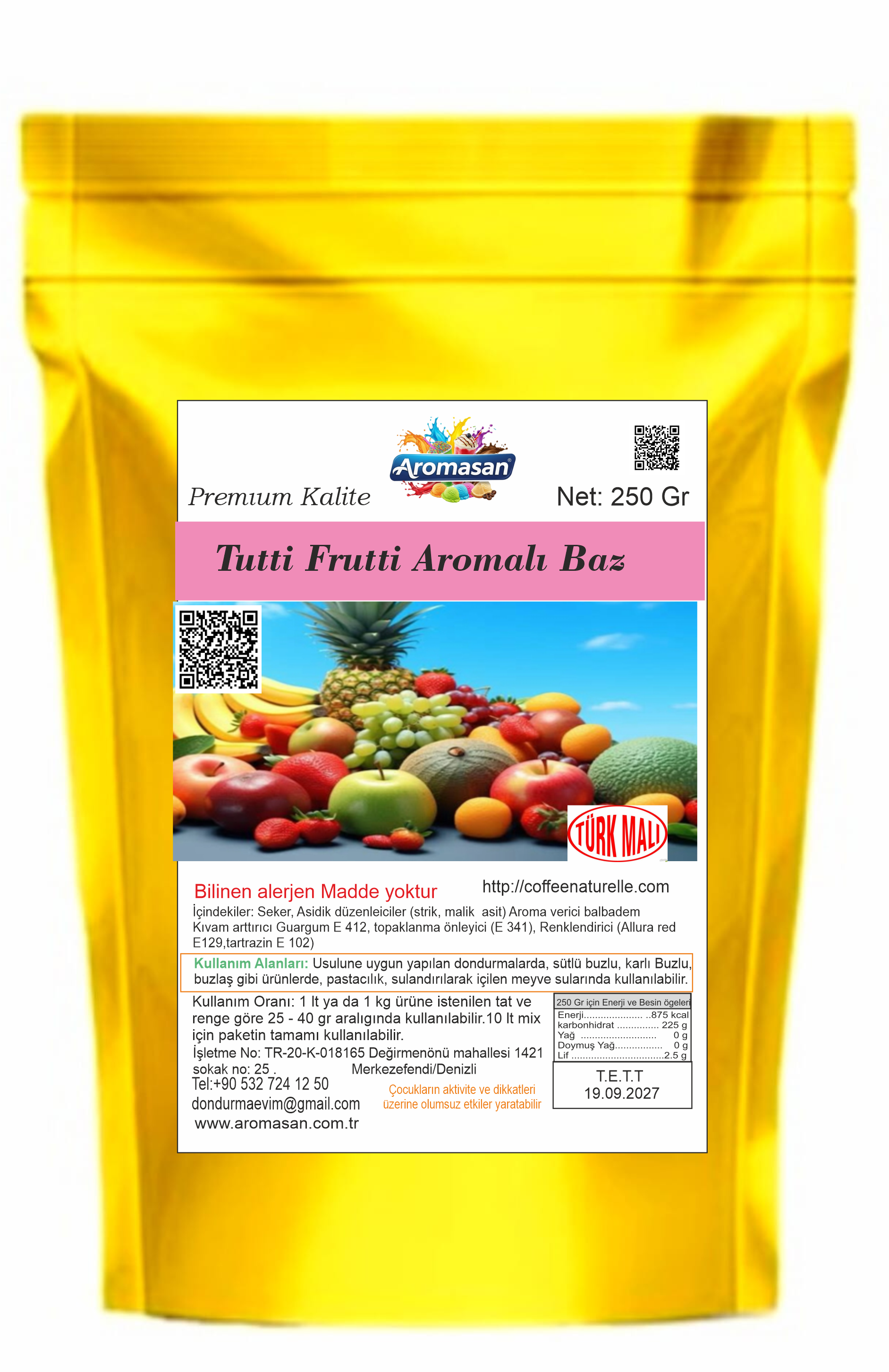 Tutti Aromalı Dondurma Bazı 250 gr ürün görseli