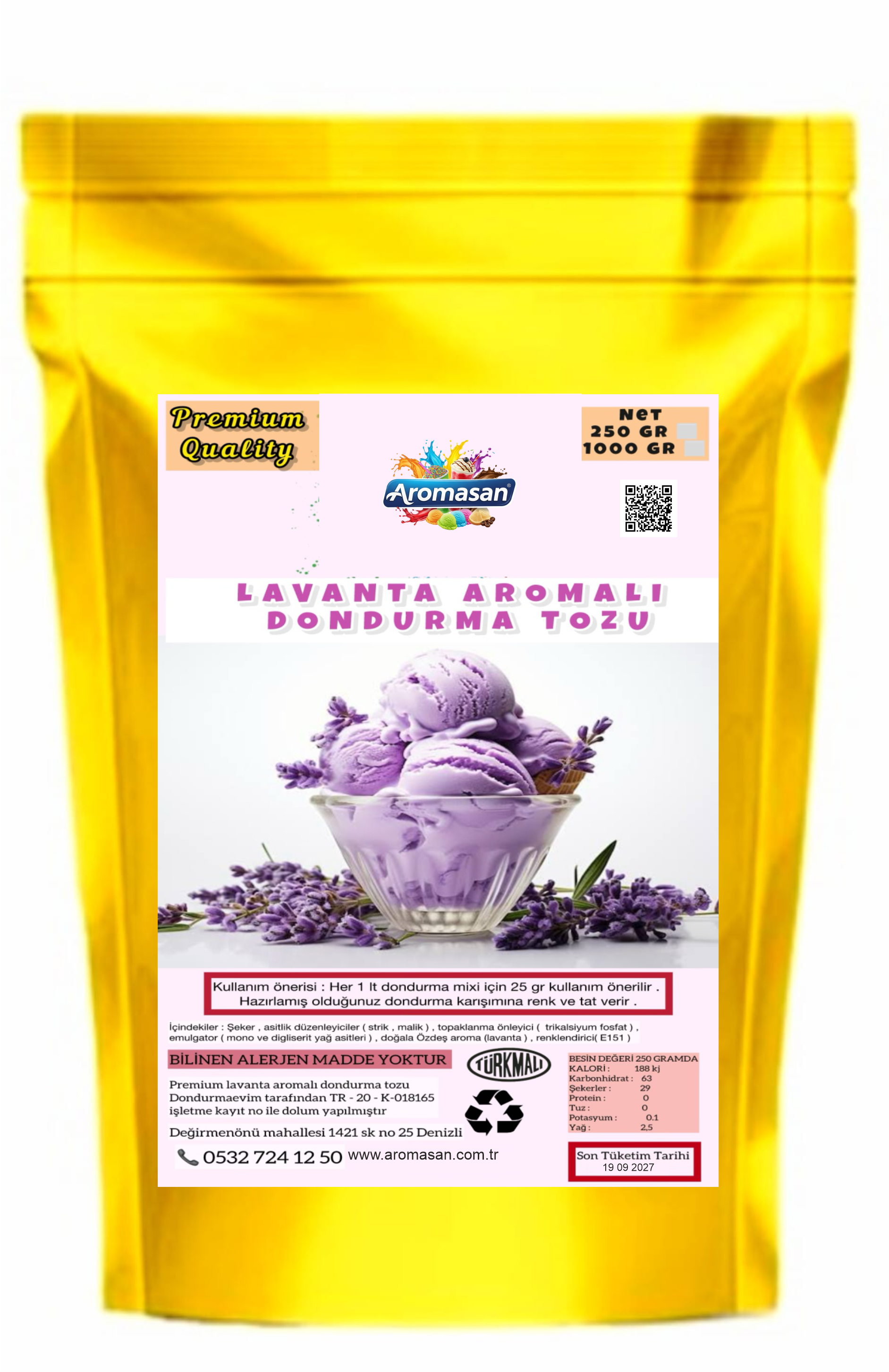 Lavanta Aromalı Dondurma Bazı 250 gr ürün görseli