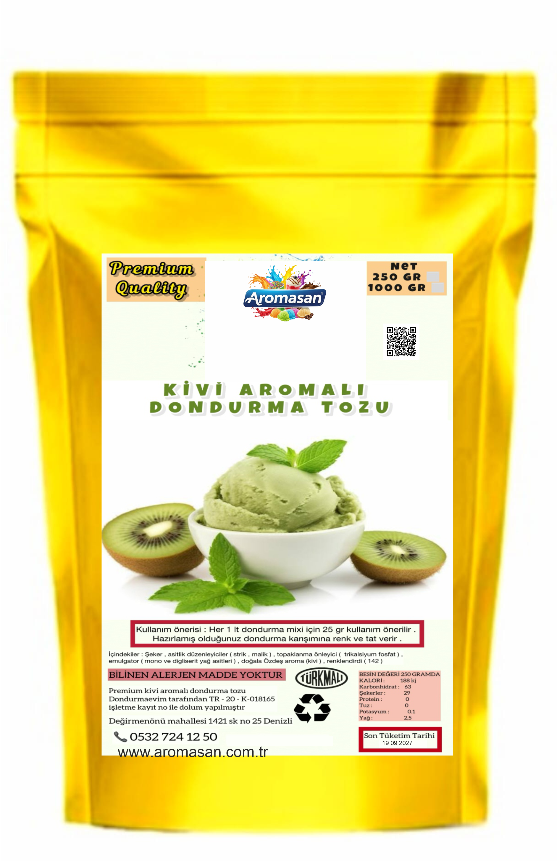 Kivi Aromalı Dondurma Bazı 250 gr ürün görseli