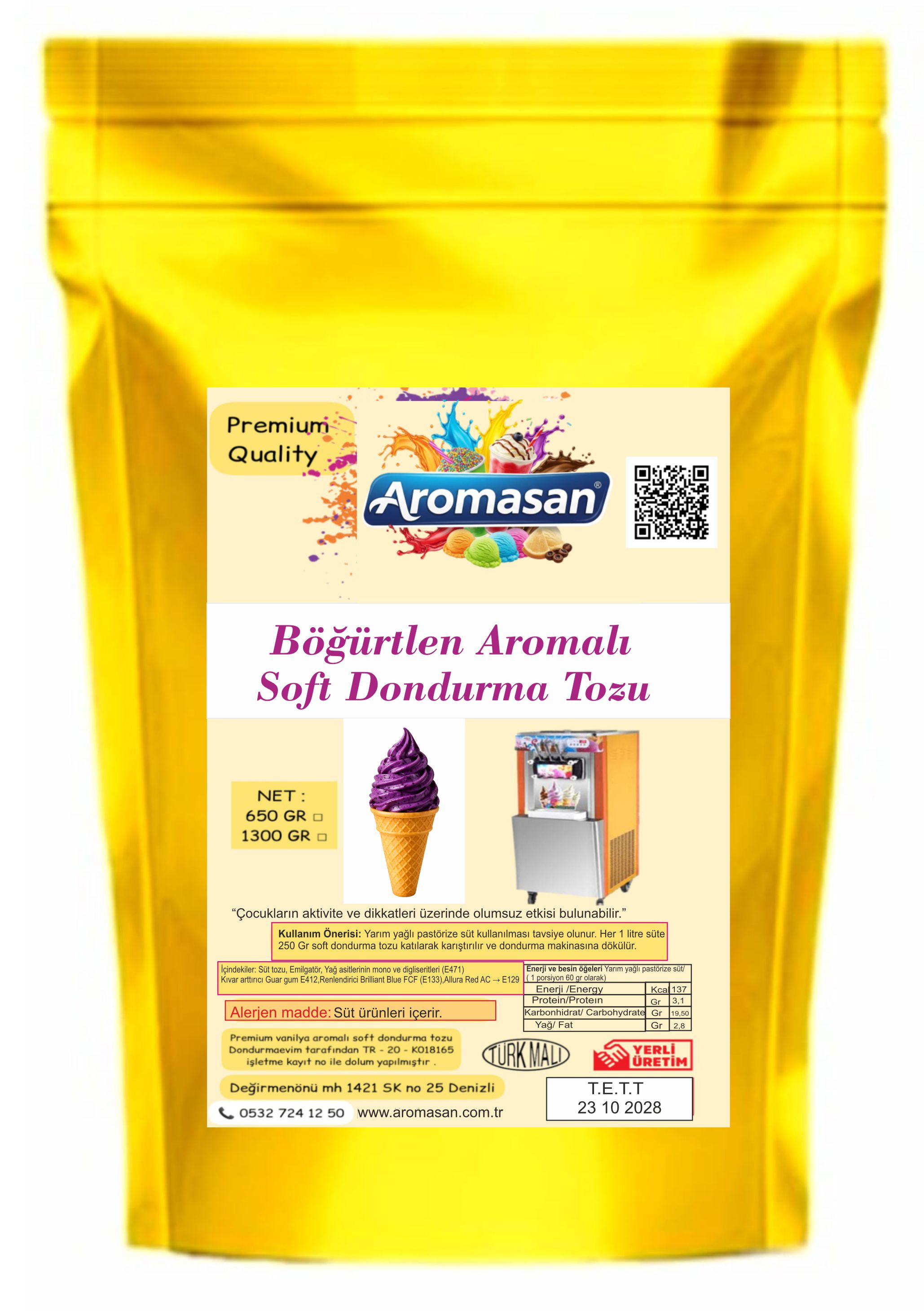 Böğürtlen Aromalı Soft Dondurma Tozu 1300 g ürün görseli