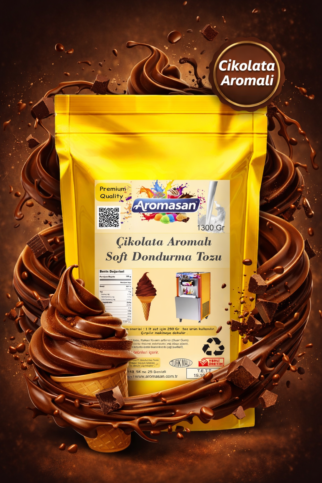 Soft Dondurma Tozu 1300 gr – Çikolata Aromalı ürün görseli