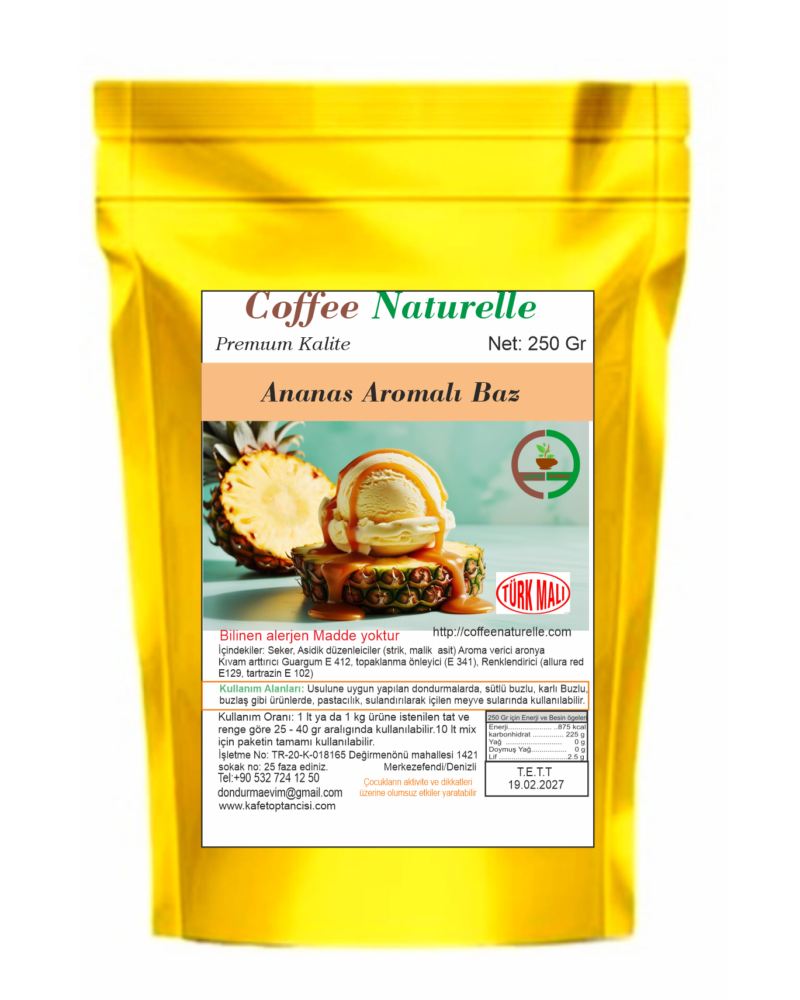 Ananas Aromalı Dondurma ve Pastacılık Tozu 250 gr – Coffee Naturelle ürün görseli