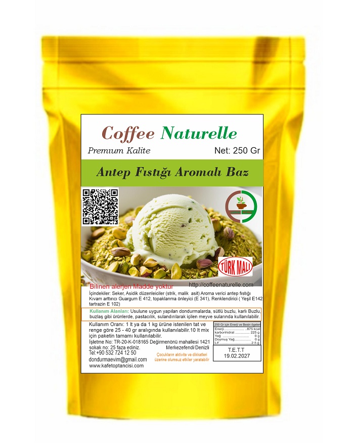 Antep Fıstığı Aromalı Dondurma ve Pastacılık Tozu 250 gr – Coffee Naturelle ürün görseli