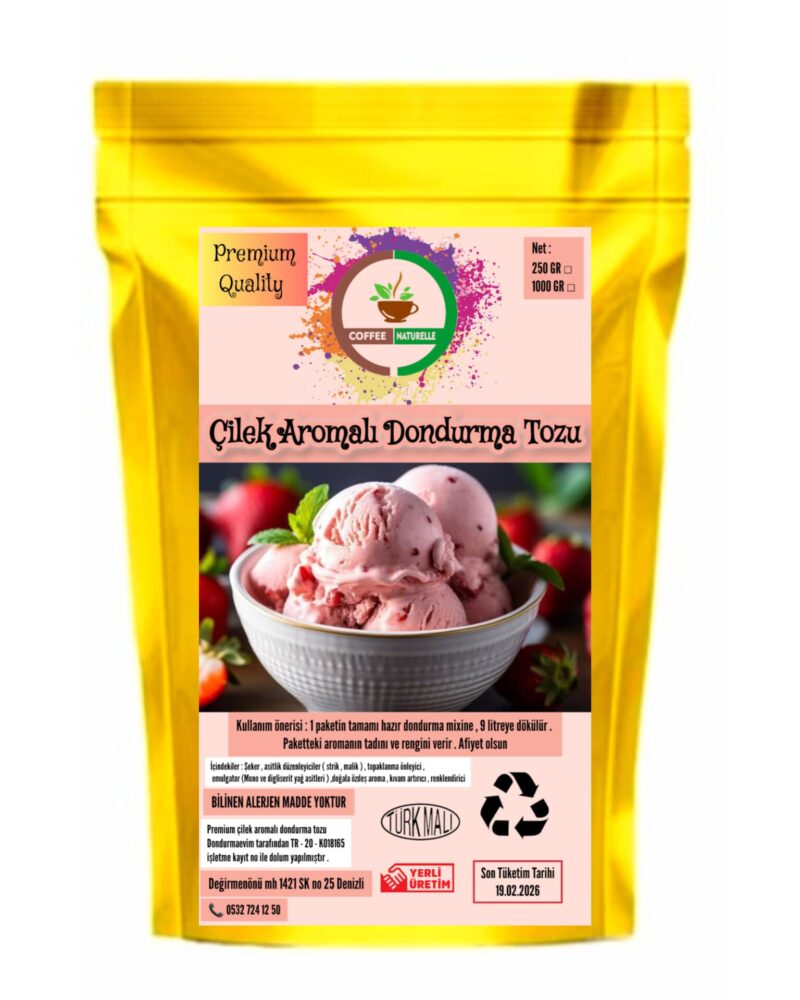 Çilek Aromalı Dondurma Tozu – 250 gr – Coffee Naturelle ürün görseli