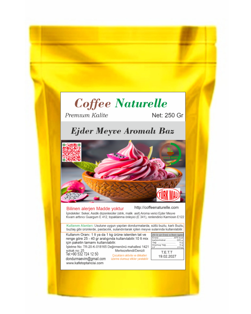 Ejder Meyvesi (Dragon Fruit) Aromalı Dondurma ve Pastacılık Tozu 250 gr – Coffee Naturelle ürün görseli