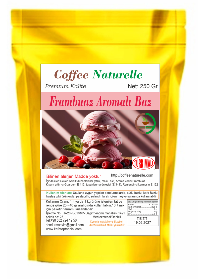 Frambuaz (Ahududu) Aromalı Dondurma ve Pastacılık Tozu 250 gr – Coffee Naturelle ürün görseli