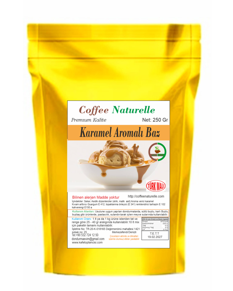 Karamel Aromalı Dondurma ve Pastacılık Tozu 250 gr – Coffee Naturelle ürün görseli