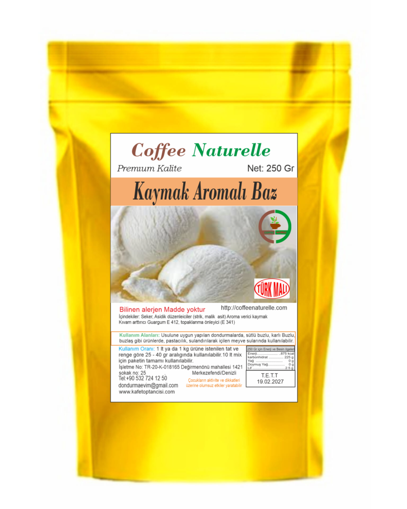 Kaymak Aromalı Dondurma ve Pastacılık Tozu 250 gr – Coffee Naturelle ürün görseli